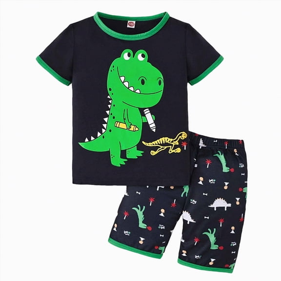 kpoplk Toddler Boys Summer Outfits 2Pcs Color Block Short Sleeve T-Shirt and Solid Shorts Set(Navy,3-4 Y)