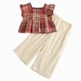 thumbnail image 1 of kpoplk Toddler Girl Clothes Girls Summer Outfits 2-Piece Cute Ruffled Sleeves Top Floral Bow Print Short Spring Set 1-5T Size 7-8 Years,Red, 1 of 8