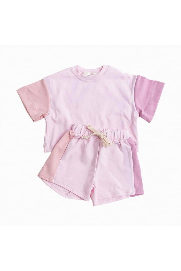 Toddler Girls Clothes 1T 2T 3T 4T 5T Summer Outfits Baby Kids Short Sleeve T-Shirt Tops & Shorts Sets(Pink,2-3 Y)