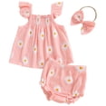 thumbnail image 1 of kpoplk Toddler Girls Summer Outfit Sleeveless Ruffle Top and Elastic Shorts Set Kids Short Set for 2-8 Years Size 3-6 Months,Pink, 1 of 5