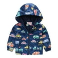 thumbnail image 1 of kpoplk Toddler Hooded Jackets for Kids Spring Windbreaker Hooded Rain Jacket Raincoat Outwear Baby Boys Girls Navy G,12-18 M, 1 of 7
