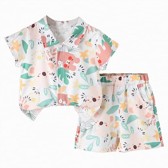 kpoplk Toddler Infant Baby Boy Short Sleeve Car Dinosaur Tee and Shorts 2pcs Summer Outfit 2T 3T(Pink,3-4 Y)
