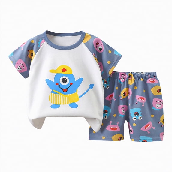 kpoplk Toddler Kids Boys Outfits 3T-5T 2 Piece Clothes Set Dinosaur Race Car Print Short Sleeve T-Shirt and Shorts(Pink,5-6 Y)