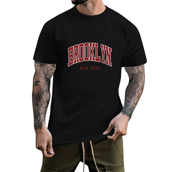 kpoplk Tshirts Shirts for Men Short Sleeve Casual Big and Tall Streetwear Fashion Pattern Print Top(Black,3XL)