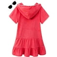 thumbnail image 1 of kpoplk Tutu Dresses For Toddler Girls Little Girls Swim Cover Up Kids Swimsuit Coverup Zip Up Beach Bathing Suit Hooded(Hot Pink), 1 of 1