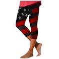 thumbnail image 1 of kpoplk USA Flag 4th of July Memorial Day Workout Capri Leggings for Women High Waist 4th of July Compression Tights Sport(Dark Gray,S), 1 of 4