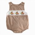 thumbnail image 1 of kpoplk Unisex Baby Girl Boy Clothes Short Sleeve Striped Sweatshirt Bubble Romper Bodysuit Cute Summer Outfit Size 12-18 Months,Brown, 1 of 8
