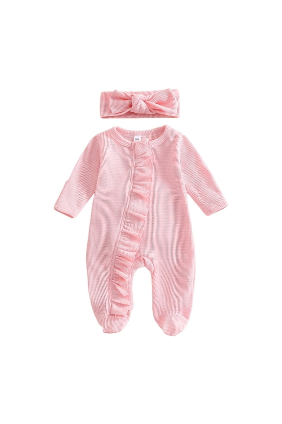 Unisex Newborn Baby Boy Girl Short Sleeve Button Romper Jumpsuit One-Piece Outfits Solid Color Clothes Size 3-6 Months,Pink