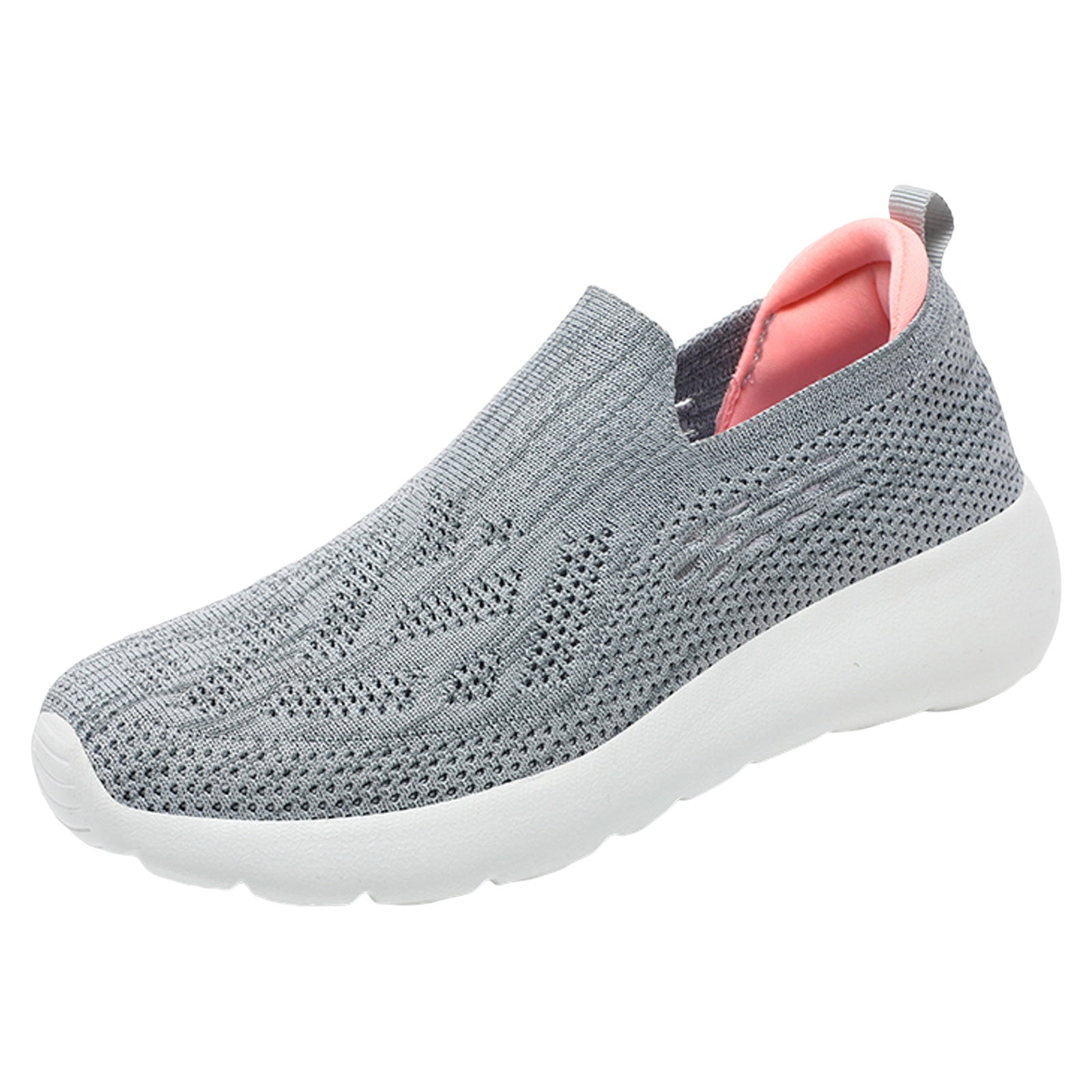 kpoplk Walking Shoes Womens Walking Shoes - Sock Sneakers Daily Casual Shoes Slip on Comfortable Nursing Work Shoes Grey,8