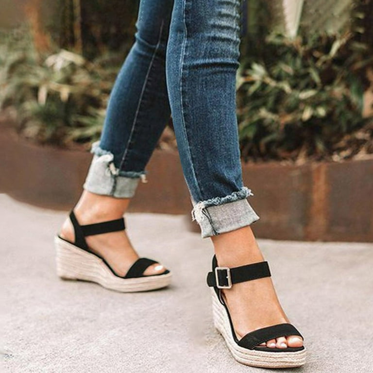 Nice black sandals with large ankle strap. Summer heels
