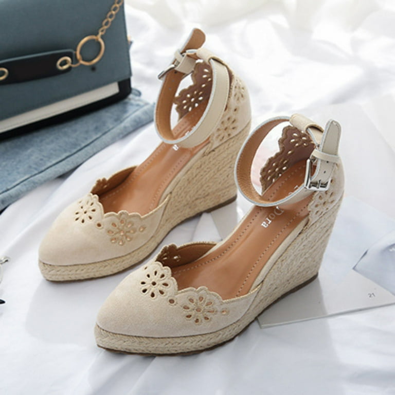 kpoplk Wedges For Women Womens Wedge Sandals Heels Open Toe Cork Platform Ankle Strap Slingback Summer Shoes Sandals For Women