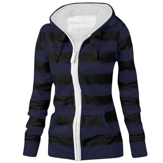 kpoplk Women's Lightweight Hoodies Full Zip up Oversized Sweatshirts with Pockets Long Sleeve Thin Casual Hooded Jackets(Navy,XXL)