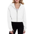thumbnail image 1 of kpoplk Women's Zip up Hoodie Lightweight Hooded Sweatshirts Casual Hoodies with Pockets(White,L), 1 of 4