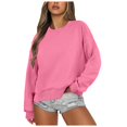 thumbnail image 1 of kpoplk Womens Oversized Sweatshirts Crewneck Long Sleeve Tops Fleece Pullover Fall Fashion Clothes with Pocket(Pink,XXL), 1 of 5