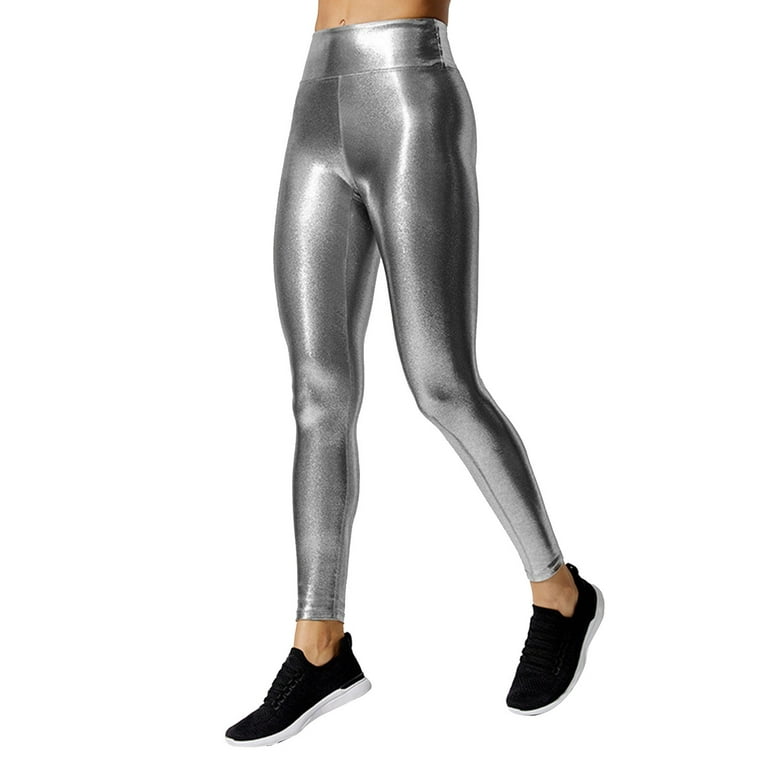 Heroine Sport Marvel Legging Shiny Womens Yoga Pants (Gold, Silver