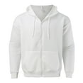 thumbnail image 1 of kpoplk Mens Full Zip up hoodie Zipper Hooded Jacket Long Sleeve Sweatshirt L,White, 1 of 6