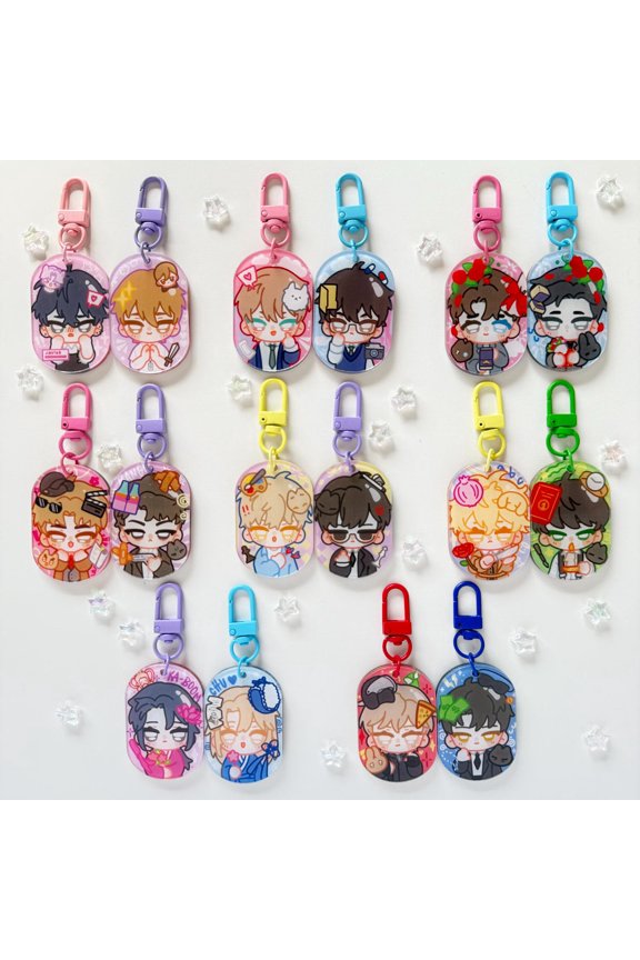 kr bl manhwa charms! virtual strangers, lost in the cloud, define the relationship, killer crush, checkmate, pizza delivery man, ++ (1 keychain)