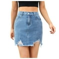 thumbnail image 1 of krdevn Women's High-Waisted Distressed Denim Mini Skirt Casual Simple Washed Denim Skirt, Jean Skirts for Women Denim,for Size XXL, 1 of 7