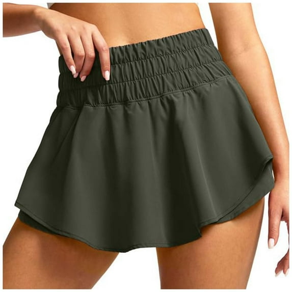 krdevn Womens Asymmetrical Layered Skort, High Waist Double Layered Skort for Yoga Fitness Tennis & Breathable Summer Workout Wear, Flowy Shorts for Women,for Size L