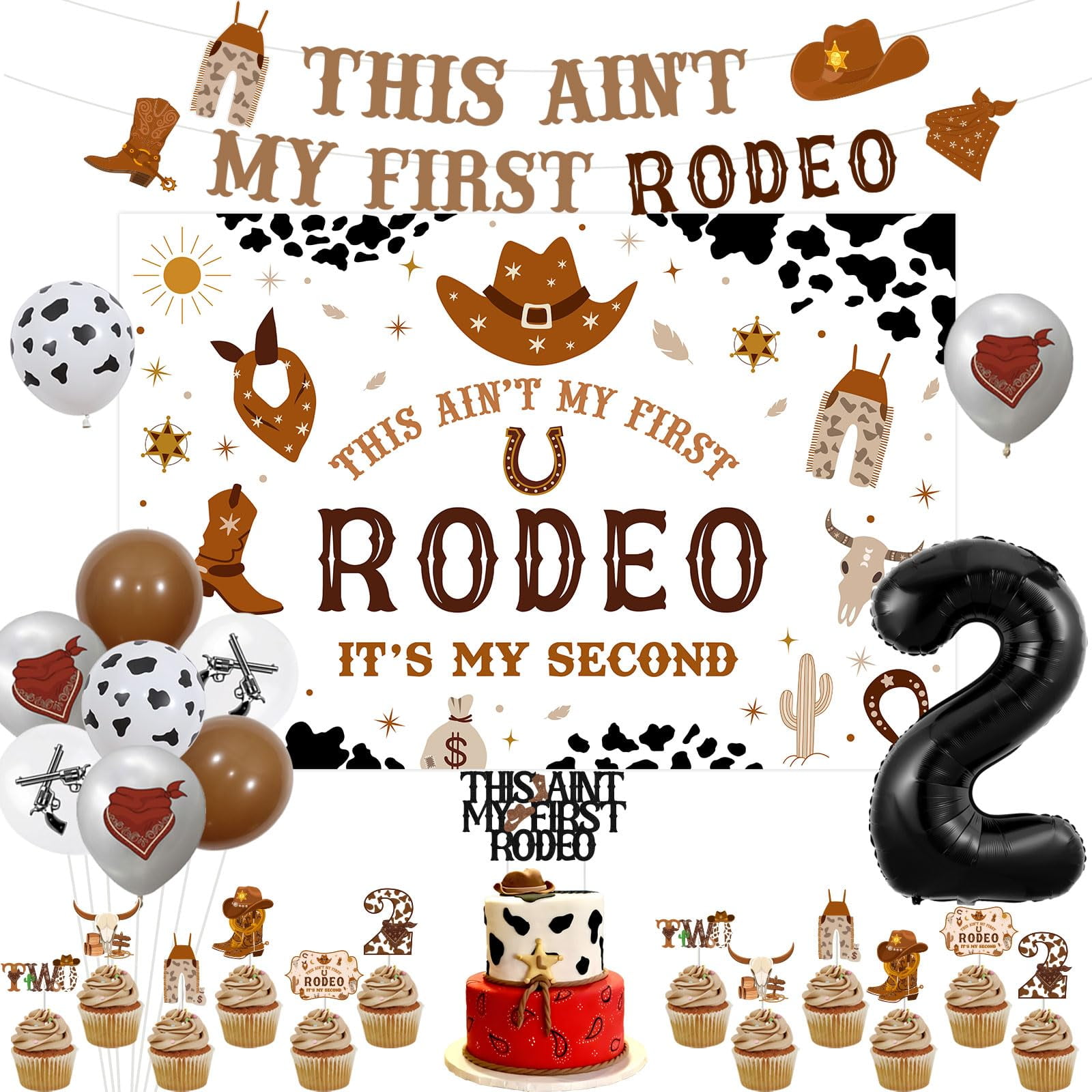 kreat4joy Western Cowboy FEV6 2nd Birthday Decorations, This Aint Rodeo ...