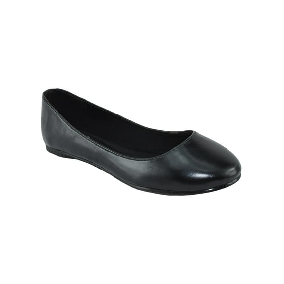 kreme Soda Women Shoes Ballet Flat Comfortable Gel Insole Round Toe Black PU
