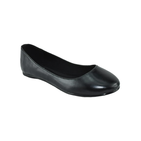 kreme Soda Women Shoes Ballet Flat Comfortable Gel Insole Round Toe Black PU