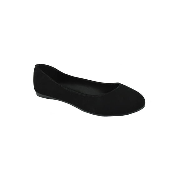 kreme Soda Women Shoes Ballet Flat Comfortable Gel Insole Round Toe Black Suede Nubuck