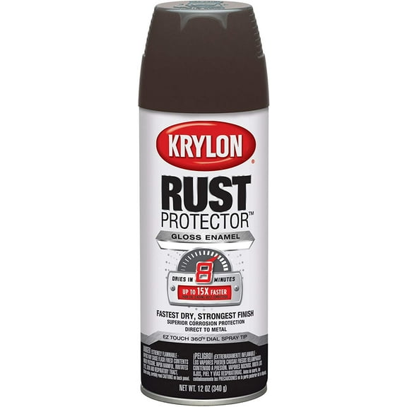 Krylon Rust Protector Paint Gloss - Quick Drying, 12 oz, Leather Brown