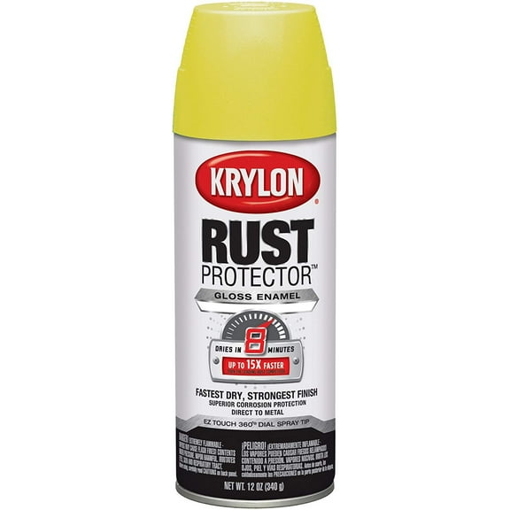 Krylon Rust Protector Enamel Spray Paint - Durable, Fast Drying - 12 oz, Yellow, Gloss