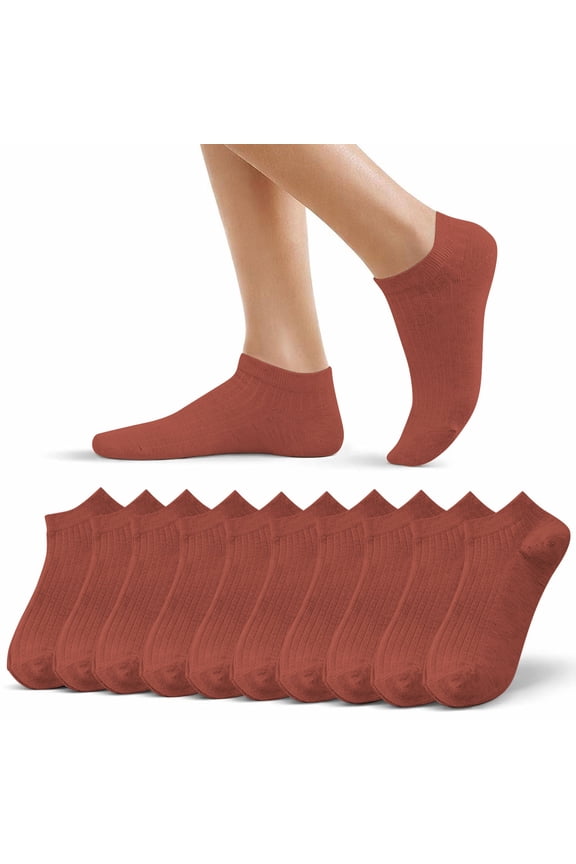 19 Pairs Crew Ankle Socks for Women Casual Solid Color Soft Sock Soft Comfy Casual Clothes Orange