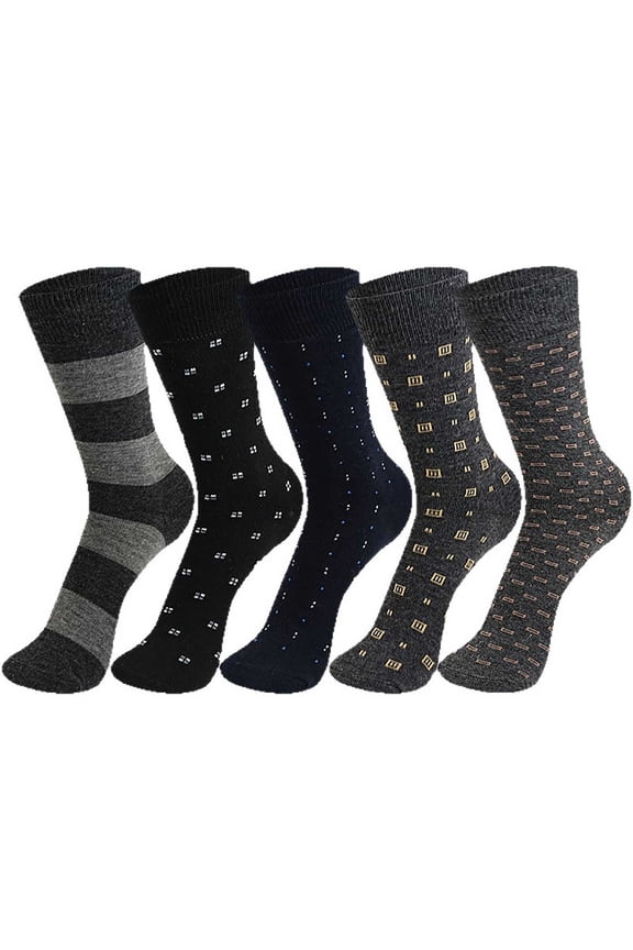 5 Pairs Mens Socks Crew Mid-Calf Length Soft Comfortable Casual Trendy Breathable Sports Sock