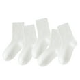 thumbnail image 1 of ktowifly 5 Pairs Children's Crew Socks Ribbed Mid Tube Solid Color Sports Athletic Fall Winter Warm Sock, 1 of 3