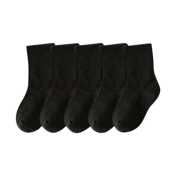 ktowifly 5 Pc Crew Socks for Boys Girls Cotton Mid Tube Solid Color Soft Comfy Athletic Casual Sock