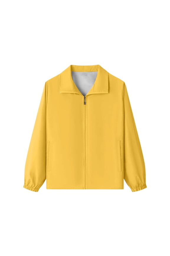 Big Boys Girls Rain Jacket Solid Color Lightweight Full Zip Lapel Raincoat Teen Outdoor Sport Jacket with Pocket