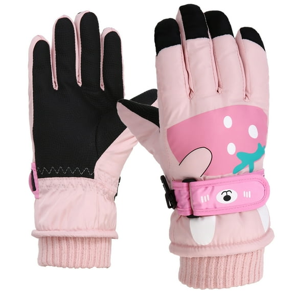 ktowifly Boys Girls Ski Gloves Fleee Lined Cute Printed Thermal Thick Winter Warm Soft Comfy Glove for Cold Weather