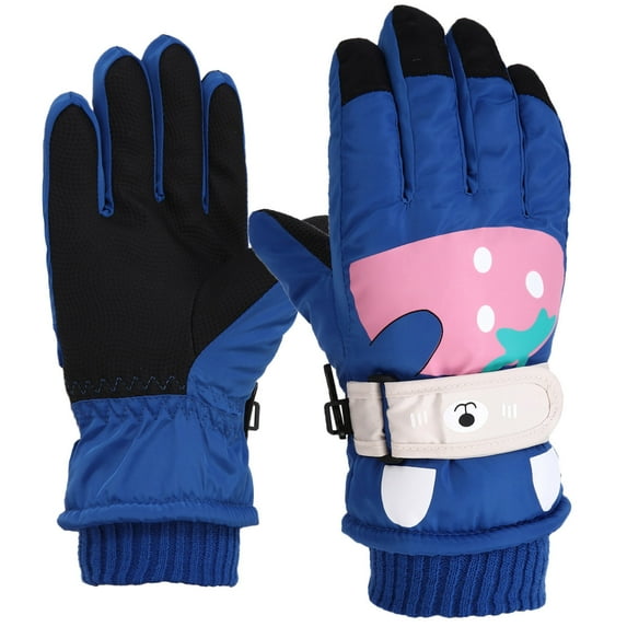 ktowifly Boys Girls Ski Gloves Fleee Lined Cute Printed Thermal Thick Winter Warm Soft Comfy Glove for Cold Weather