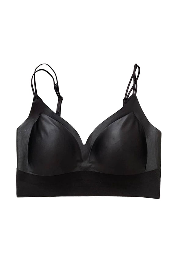 Bras for Women Comfortable Seamless Satin Wireless Lightweight T-Shirt Bra Adjustable Spaghetti Strap