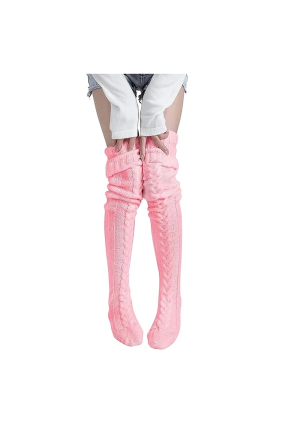 Cable over Knee Solid Color Cotton Sockings for Women Going out Casual Comfortable Trendy Sock