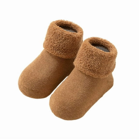 ktowifly Cotton Grip Socks for Kids Fleece Lined Soft Comfy Thermal Winter Warm Boy Girl Toddler Floor Sock