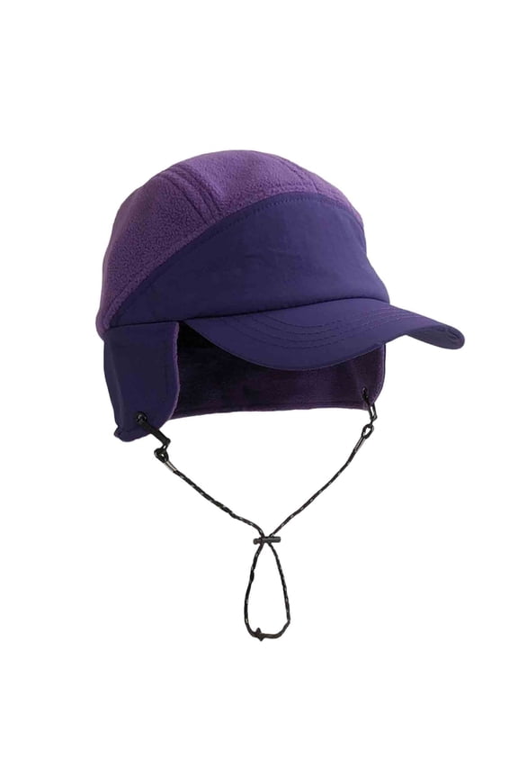Fleece Lined Winter Baseball Hats Color Block Waterproof Earflaps Warm Sports Cap for Cold Weather