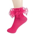 thumbnail image 1 of ktowifly Girls Ankle High Socks Lace Ruffle Solid Color Cute Breathable Fashionable Sock for Dance, 1 of 4