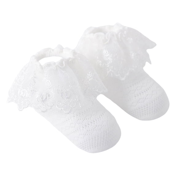 ktowifly Girls Crew Socks Cute Lace Ruffle Frilly Mesh Solid Color Dress Dance Ankle Sock for Festival
