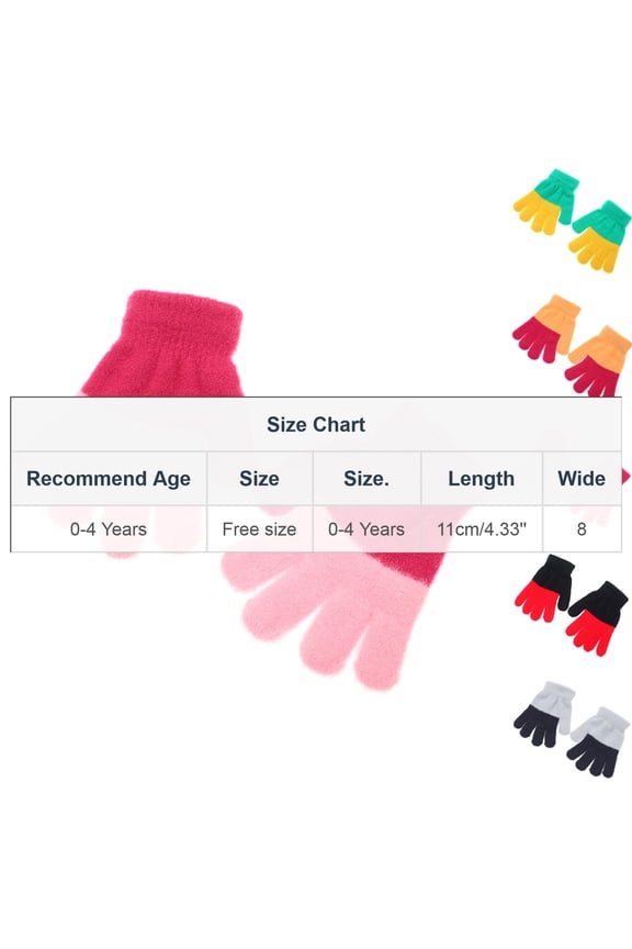 Kids Knit Fuzzy Glove Color Block Winter Warm Cute Thick Outdoor Sports Gloves for Boy Girl Orange
