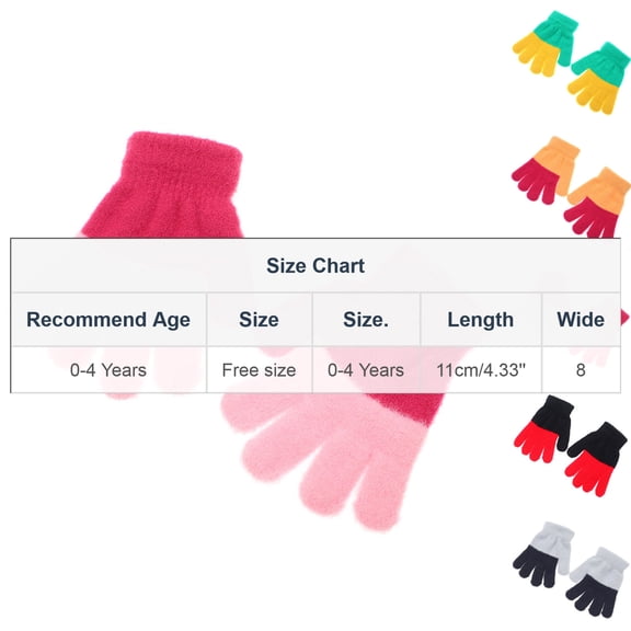 ktowifly Kids Knit Fuzzy Glove Color Block Winter Warm Cute Thick Outdoor Sports Gloves for Boy Girl