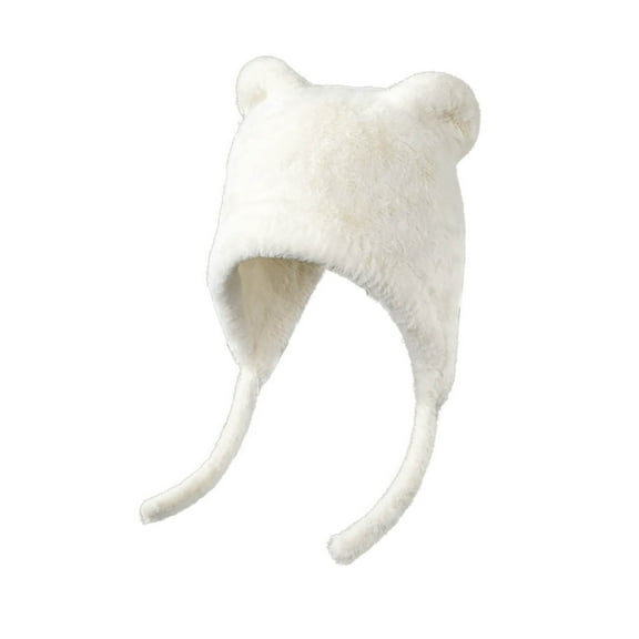 ktowifly Knittd Hats for Women Winter Warm Cute Ear Flaps with Strap Snow Cap Solid Color Soft Comfy