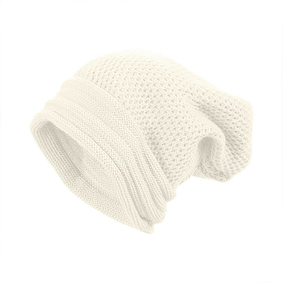 ktowifly Knitted Hats for Women Men Warm Baggy Solid Color Soft Comfy Thermal Cap One Size Pompon Hat