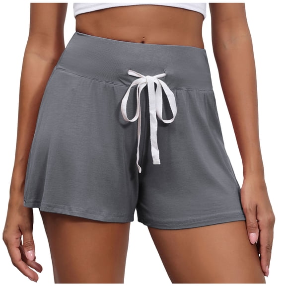 ktowifly Pajama Shorts for Women Casual Solid Color Cozy Drawstring High Waist Cozy Sleepwear Pjs Pants