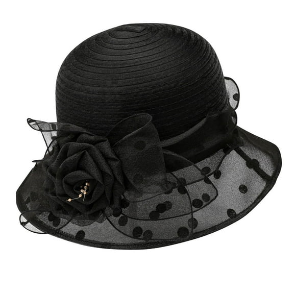 ktowifly Summer Polka Dot Flower Hats Comfortable Lightweight Breathable Wedding Trendy Hat for Women