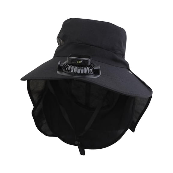 ktowifly Wide Brim Hat with Fan Outdoor Powered USB Charging Going out Cap with Drawstring for Men Women