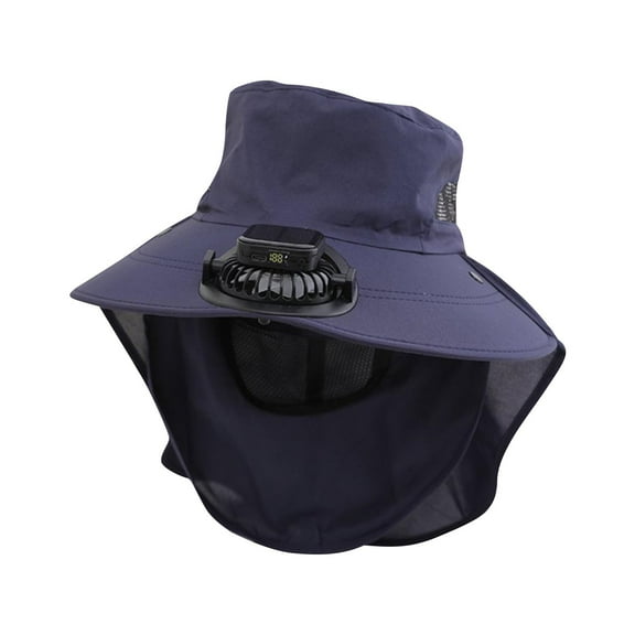 ktowifly Wide Brim Hat with Fan Outdoor Powered USB Charging Going out Cap with Drawstring for Men Women